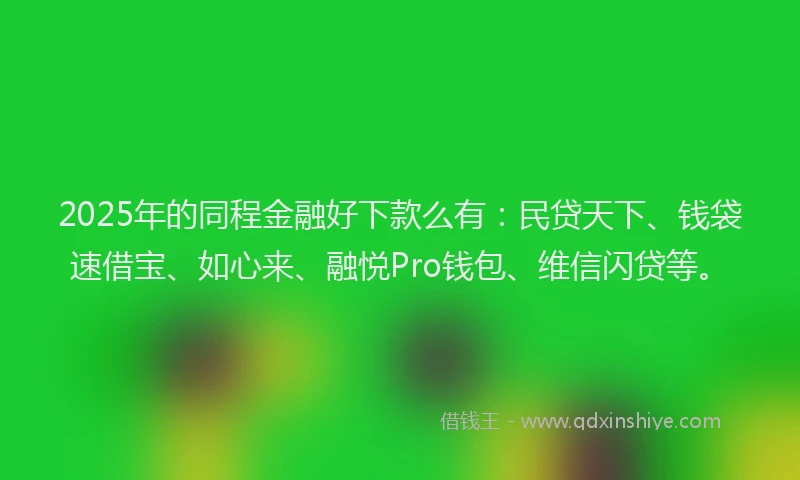2025年的同程金融好下款么有：民贷天下、钱袋速借宝、如心来、融悦Pro钱包、维信闪贷等。