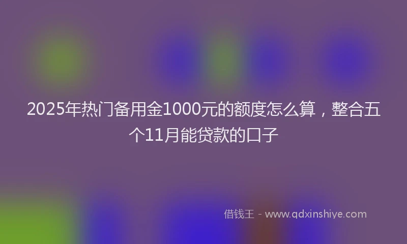2025年热门备用金1000元的额度怎么算，整合五个11月能贷款的口子