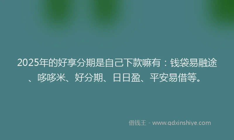 2025年的好享分期是自己下款嘛有：钱袋易融途、哆哆米、好分期、日日盈、平安易借等。
