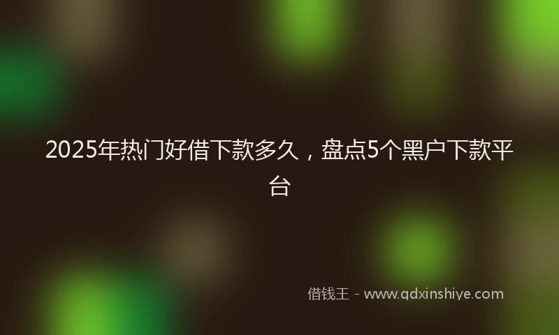 2025年热门好借下款多久，盘点5个黑户下款平台