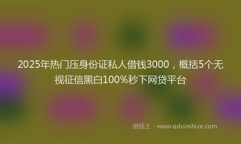 2025年热门压身份证私人借钱3000，概括5个无视征信黑白100%秒下网贷平台