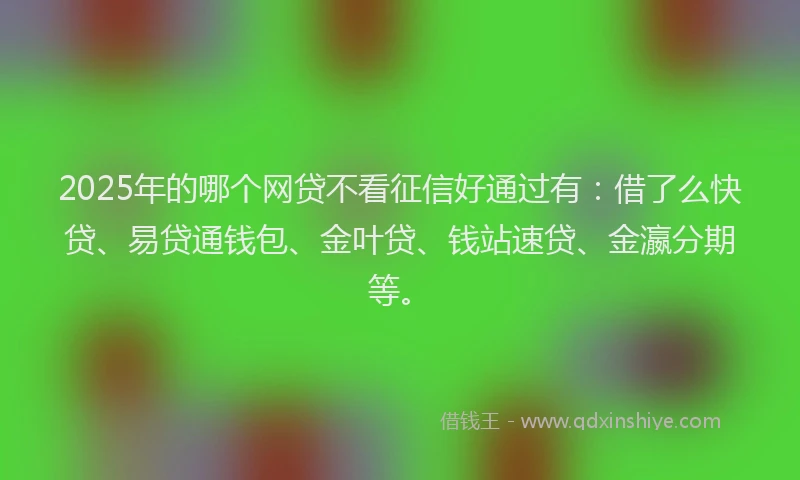 2025年的哪个网贷不看征信好通过有：借了么快贷、易贷通钱包、金叶贷、钱站速贷、金瀛分期等。