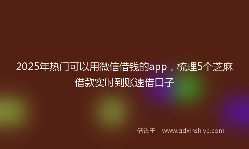 2025年热门可以用微信借钱的app，梳理5个芝麻借款实时到账速借口子