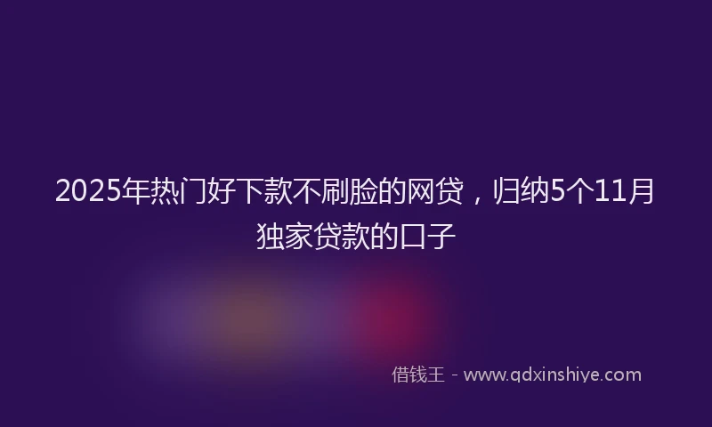 2025年热门好下款不刷脸的网贷，归纳5个11月独家贷款的口子