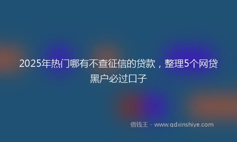 2025年热门哪有不查征信的贷款，整理5个网贷黑户必过口子
