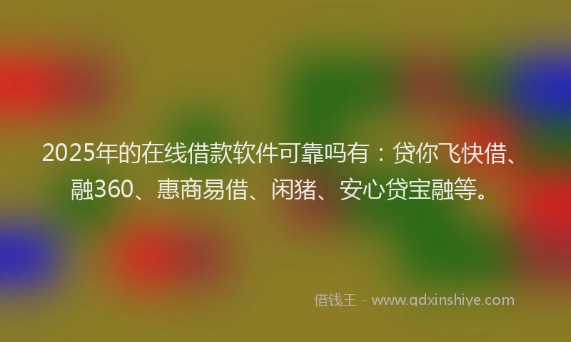 2025年的在线借款软件可靠吗有：贷你飞快借、融360、惠商易借、闲猪、安心贷宝融等。