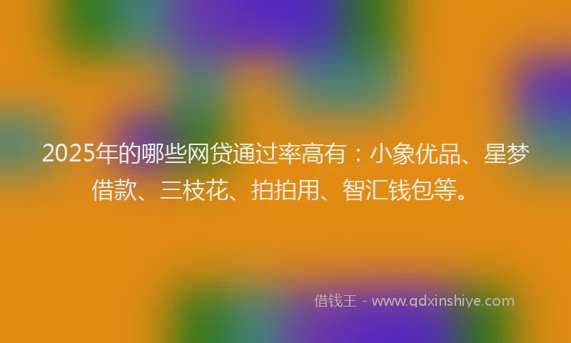 2025年的哪些网贷通过率高有：小象优品、星梦借款、三枝花、拍拍用、智汇钱包等。