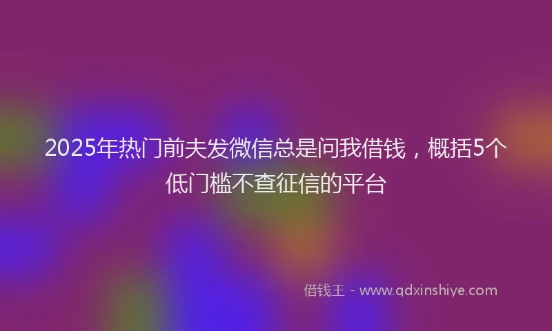 2025年热门前夫发微信总是问我借钱，概括5个低门槛不查征信的平台