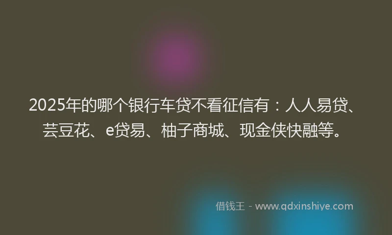 2025年的哪个银行车贷不看征信有：人人易贷、芸豆花、e贷易、柚子商城、现金侠快融等。