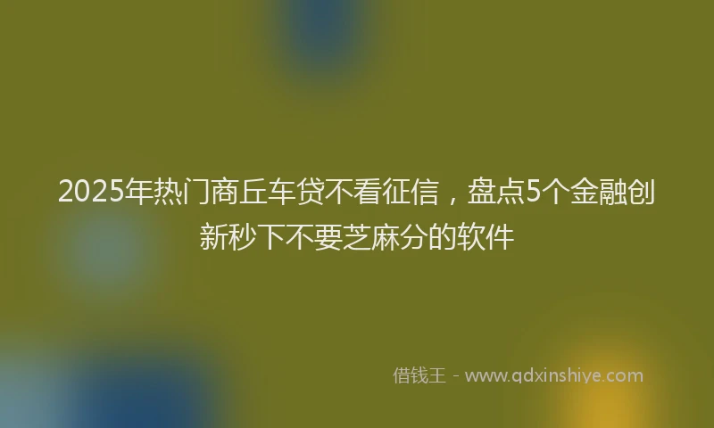 2025年热门商丘车贷不看征信，盘点5个金融创新秒下不要芝麻分的软件