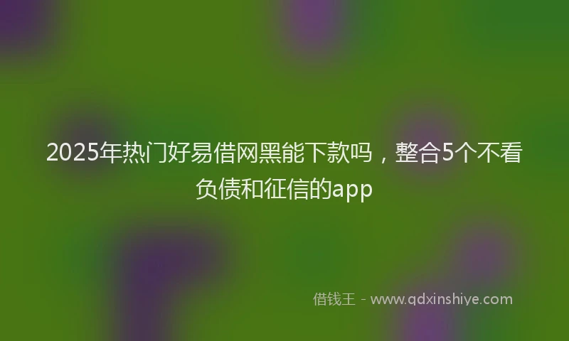 2025年热门好易借网黑能下款吗，整合5个不看负债和征信的app