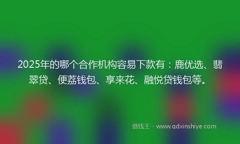 2025年的哪个合作机构容易下款有：鹿优选、翡翠贷、便荔钱包、享来花、融悦贷钱包等。