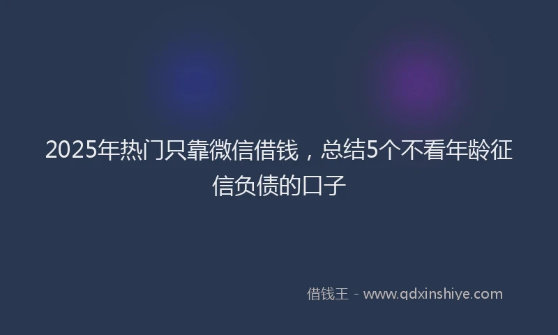 2025年热门只靠微信借钱，总结5个不看年龄征信负债的口子