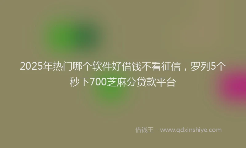 2025年热门哪个软件好借钱不看征信，罗列5个秒下700芝麻分贷款平台
