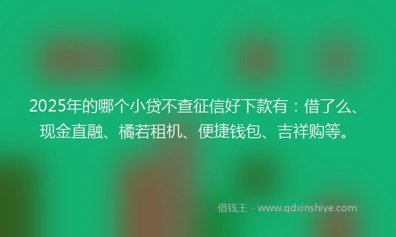 2025年的哪个小贷不查征信好下款有：借了么、现金直融、橘若租机、便捷钱包、吉祥购等。