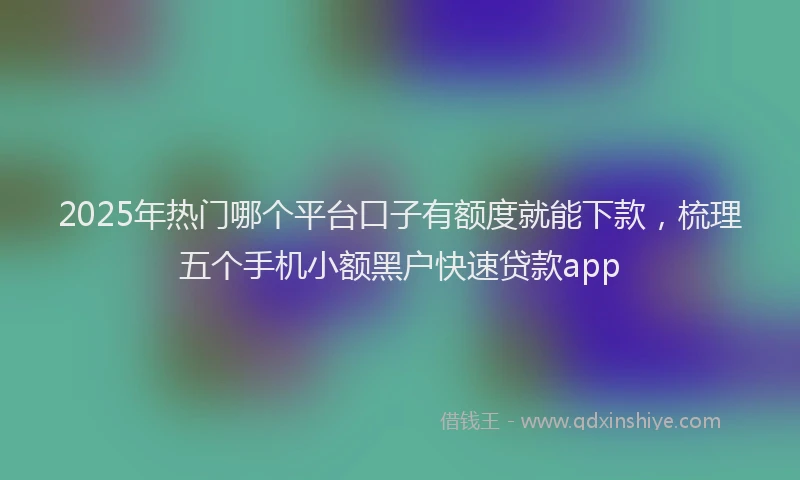 2025年热门哪个平台口子有额度就能下款，梳理五个手机小额黑户快速贷款app