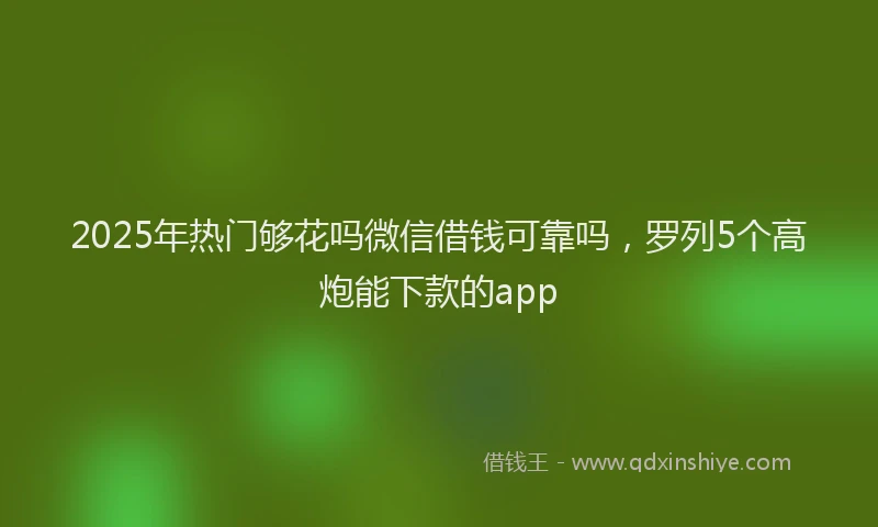 2025年热门够花吗微信借钱可靠吗，罗列5个高炮能下款的app