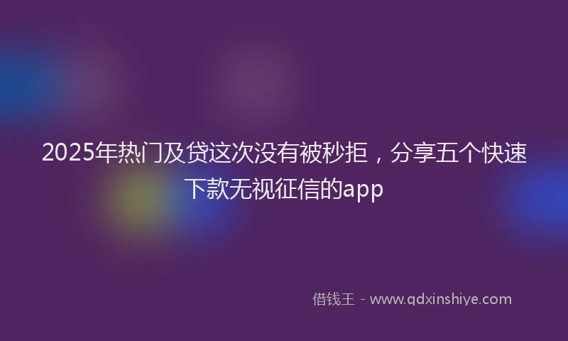 2025年热门及贷这次没有被秒拒，分享五个快速下款无视征信的app