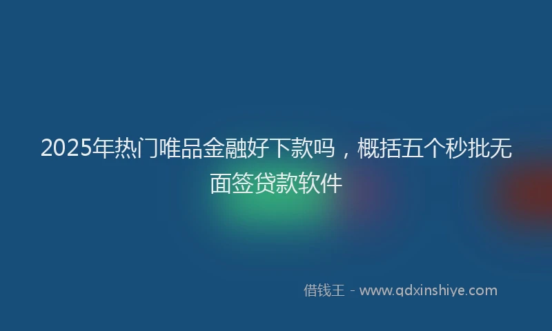 2025年热门唯品金融好下款吗，概括五个秒批无面签贷款软件