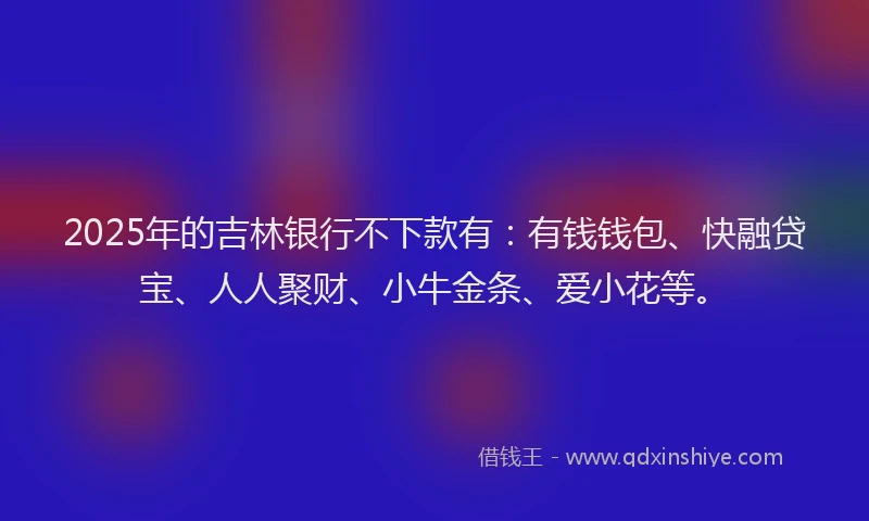 2025年的吉林银行不下款有：有钱钱包、快融贷宝、人人聚财、小牛金条、爱小花等。