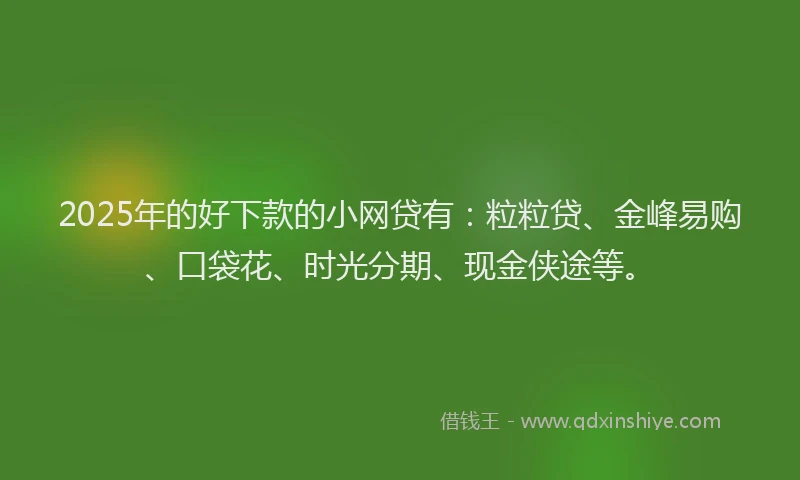 2025年的好下款的小网贷有：粒粒贷、金峰易购、口袋花、时光分期、现金侠途等。