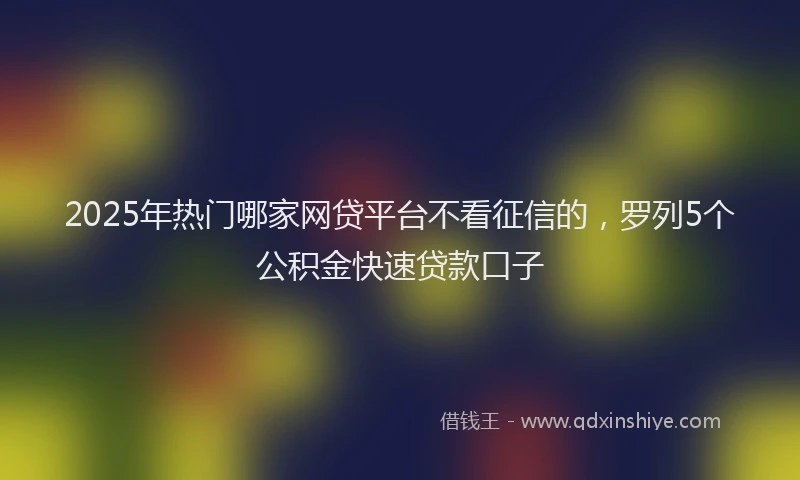 2025年热门哪家网贷平台不看征信的，罗列5个公积金快速贷款口子