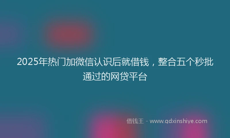 2025年热门加微信认识后就借钱，整合五个秒批通过的网贷平台