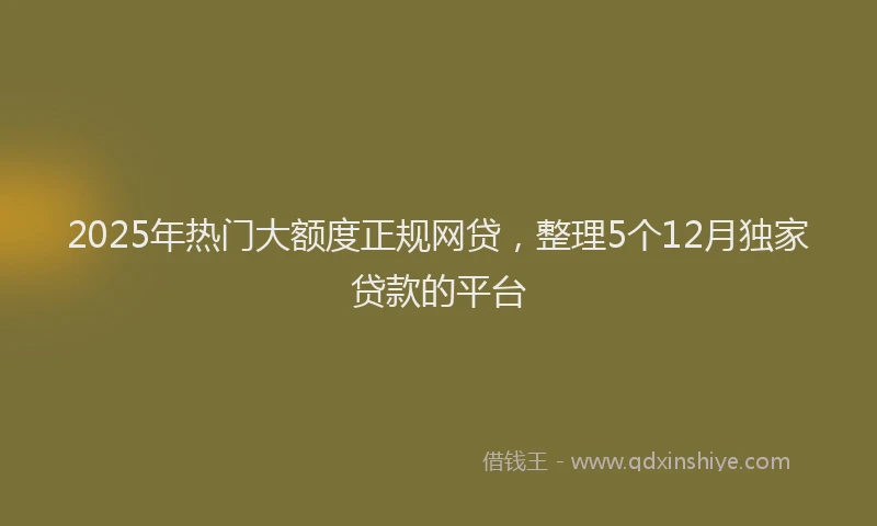 2025年热门大额度正规网贷，整理5个12月独家贷款的平台