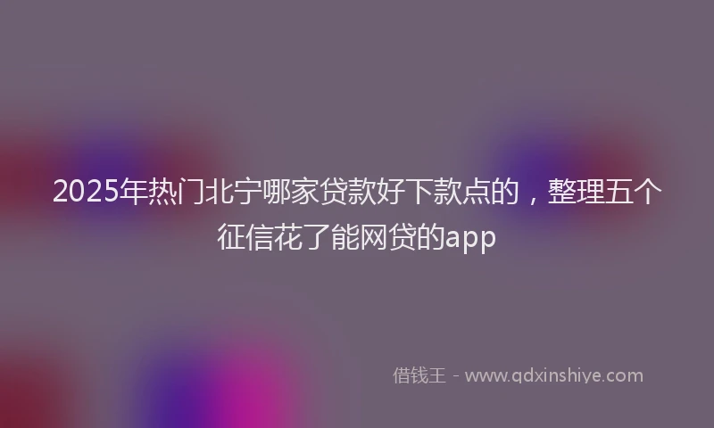 2025年热门北宁哪家贷款好下款点的，整理五个征信花了能网贷的app