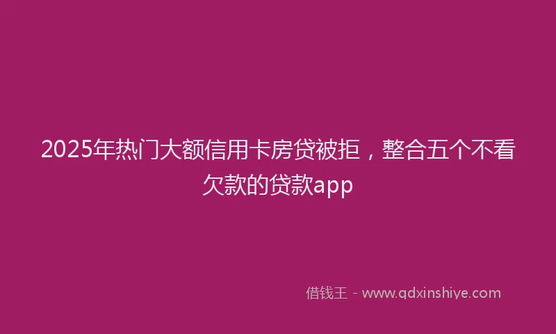 2025年热门大额信用卡房贷被拒，整合五个不看欠款的贷款app