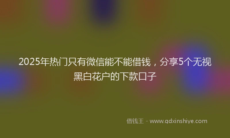 2025年热门只有微信能不能借钱，分享5个无视黑白花户的下款口子