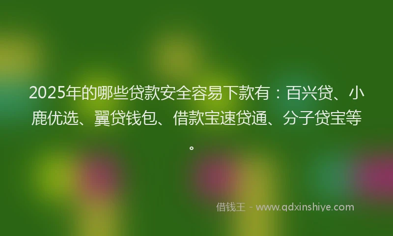 2025年的哪些贷款安全容易下款有：百兴贷、小鹿优选、翼贷钱包、借款宝速贷通、分子贷宝等。