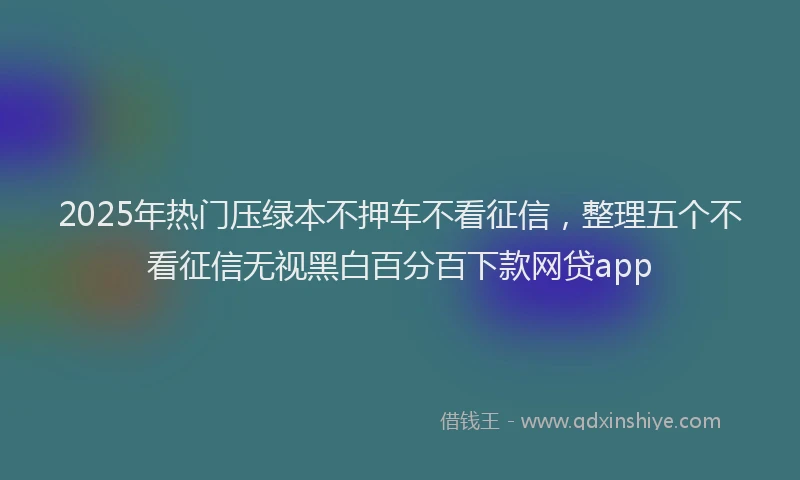 2025年热门压绿本不押车不看征信，整理五个不看征信无视黑白百分百下款网贷app
