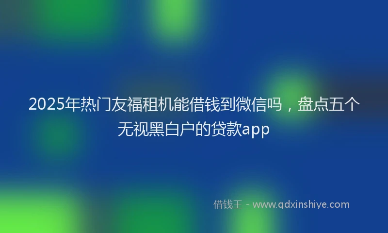 2025年热门友福租机能借钱到微信吗，盘点五个无视黑白户的贷款app