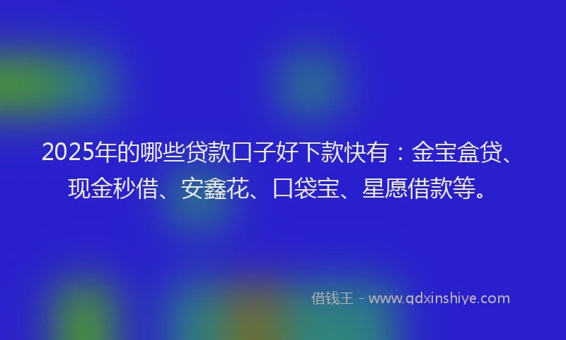 2025年的哪些贷款口子好下款快有：金宝盒贷、现金秒借、安鑫花、口袋宝、星愿借款等。