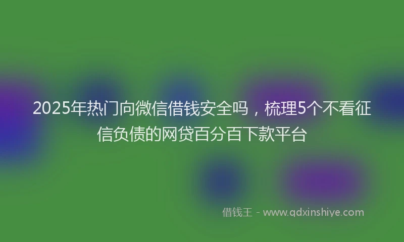 2025年热门向微信借钱安全吗，梳理5个不看征信负债的网贷百分百下款平台