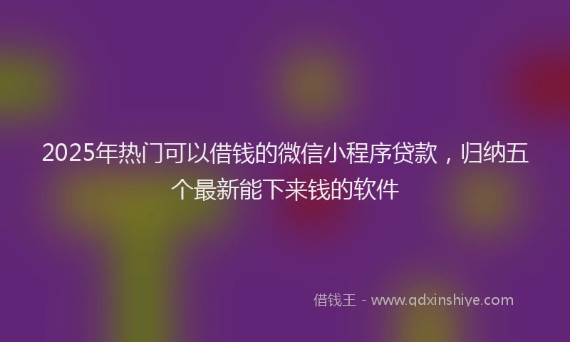2025年热门可以借钱的微信小程序贷款，归纳五个最新能下来钱的软件