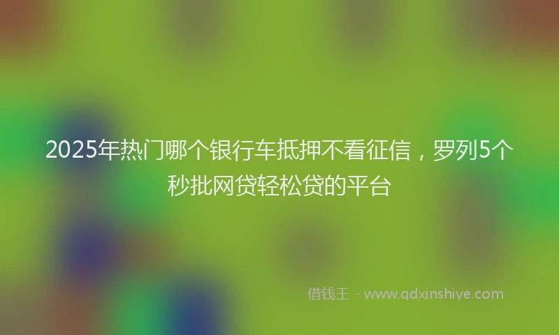 2025年热门哪个银行车抵押不看征信，罗列5个秒批网贷轻松贷的平台