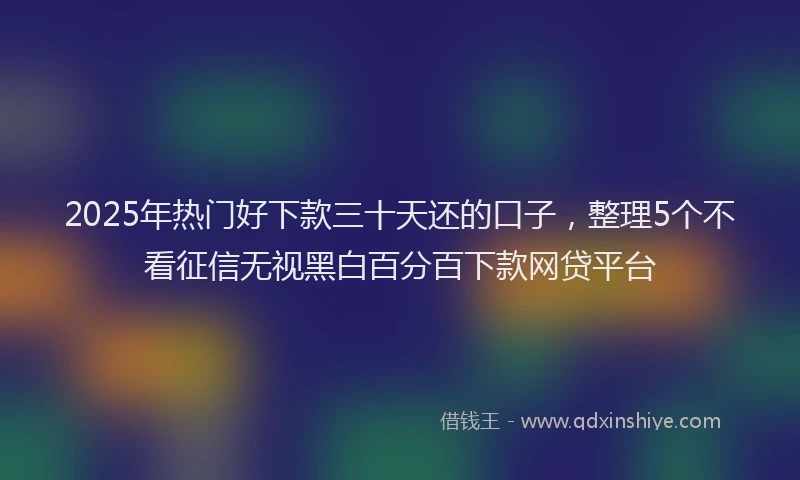 2025年热门好下款三十天还的口子，整理5个不看征信无视黑白百分百下款网贷平台
