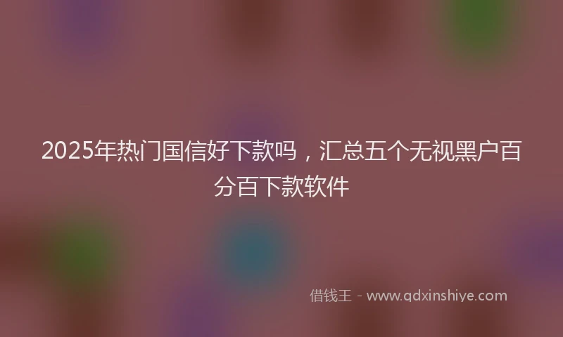 2025年热门国信好下款吗，汇总五个无视黑户百分百下款软件