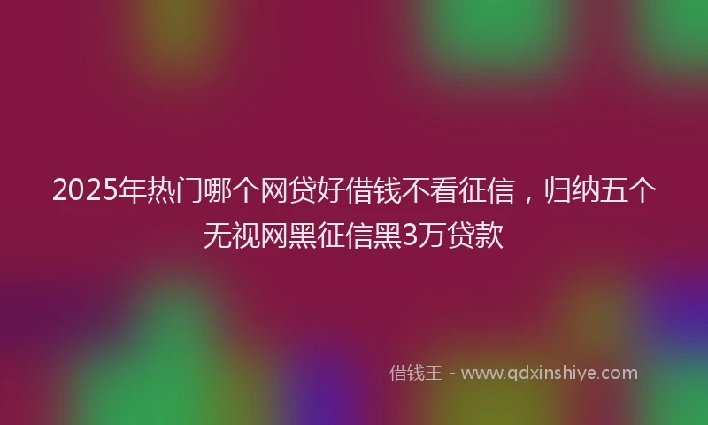 2025年热门哪个网贷好借钱不看征信，归纳五个无视网黑征信黑3万贷款
