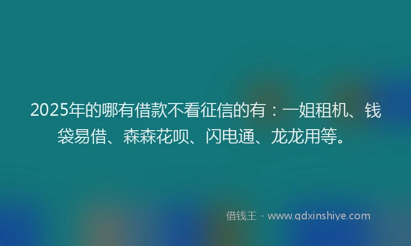 2025年的哪有借款不看征信的有：一姐租机、钱袋易借、森森花呗、闪电通、龙龙用等。