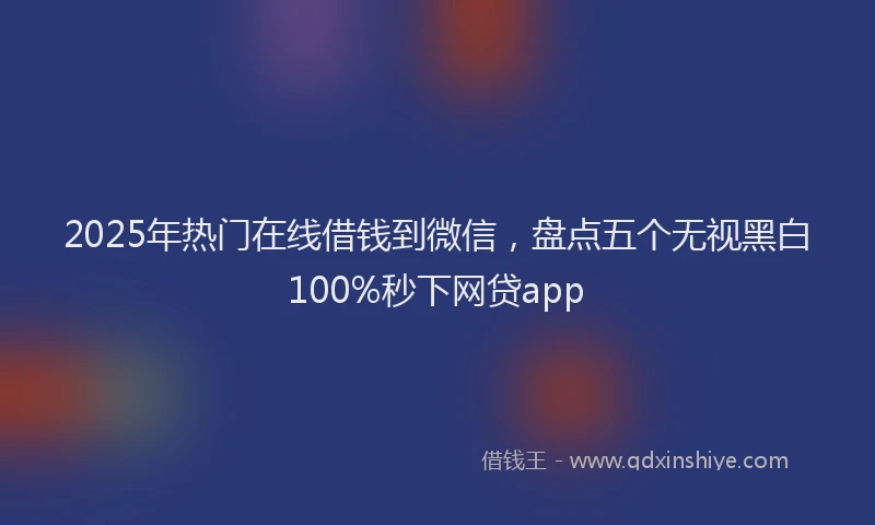 2025年热门在线借钱到微信，盘点五个无视黑白100%秒下网贷app