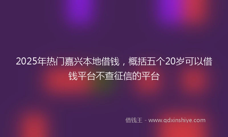 2025年热门嘉兴本地借钱，概括五个20岁可以借钱平台不查征信的平台