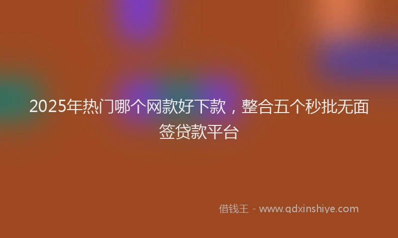 2025年热门哪个网款好下款，整合五个秒批无面签贷款平台
