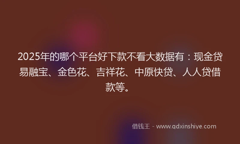 2025年的哪个平台好下款不看大数据有：现金贷易融宝、金色花、吉祥花、中原快贷、人人贷借款等。