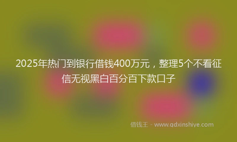 2025年热门到银行借钱400万元，整理5个不看征信无视黑白百分百下款口子