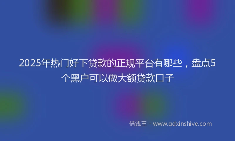 2025年热门好下贷款的正规平台有哪些，盘点5个黑户可以做大额贷款口子