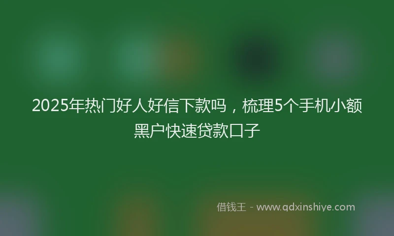 2025年热门好人好信下款吗，梳理5个手机小额黑户快速贷款口子