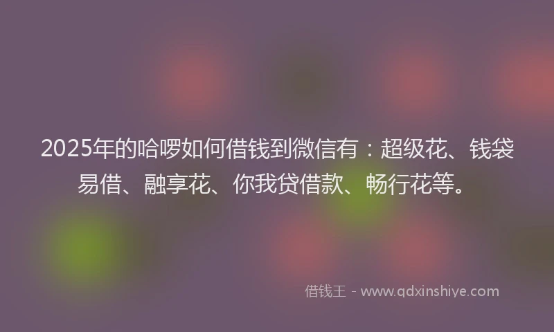 2025年的哈啰如何借钱到微信有：超级花、钱袋易借、融享花、你我贷借款、畅行花等。